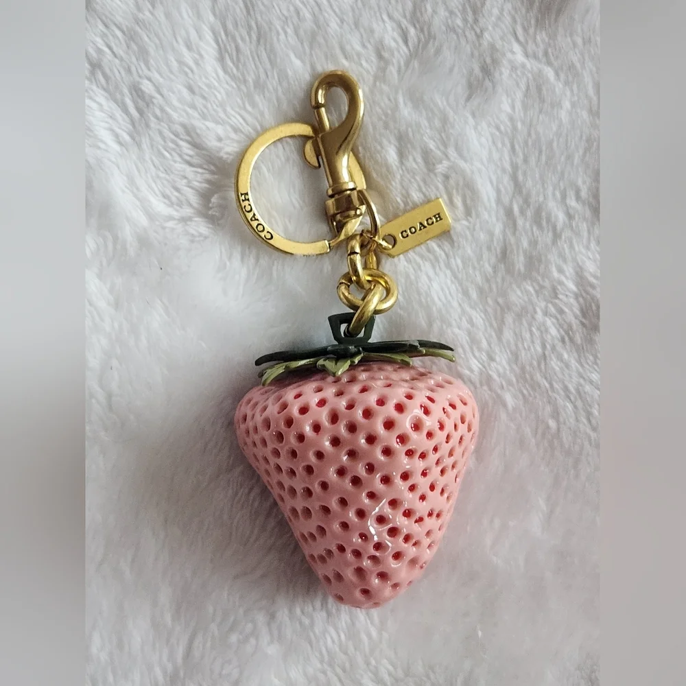 Luxury C Logo Pink Strawberry Keychain Bag Charm